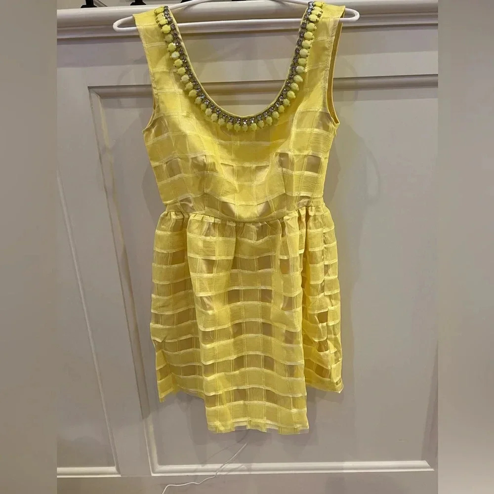 Lucy Paris Women’s Yellow Gemstone Mini Dress in size M